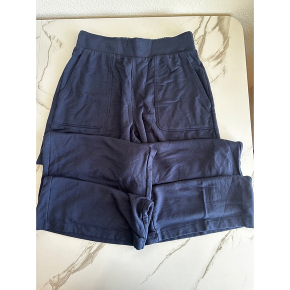 Z Supply Pants - Z Supply Womens Small Navy Blue Wide Leg Lounge Pants Fleece Smocked Waistband